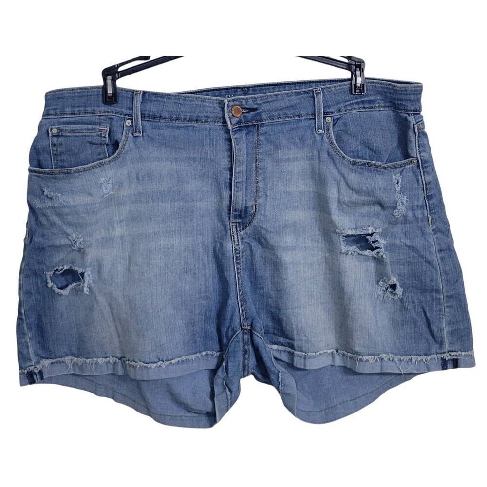 Signature by Levi Straus High Rise Distressed Jean Shorts Sz 20 W35